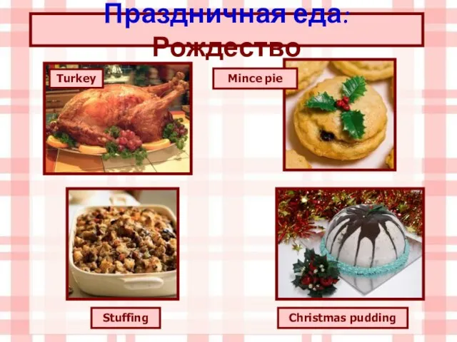 Праздничная еда: Рождество Turkey Christmas pudding Mince pie Stuffing