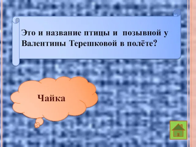 Это и название птицы и позывной у Валентины Терешковой в полёте? Чайка