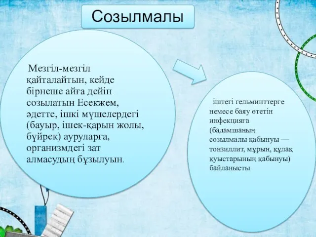 іштегі гельминттерге немесе баяу өтетін инфекцияға (бадамшаның созылмалы қабынуы — тонзиллит, мұрын, құлақ қуыстарының қабынуы) байланысты