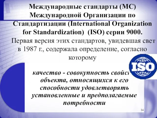 Международные стандарты (МС) Международной Организации по Стандартизации (International Organization for Standardization)