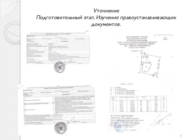 Уточнение Подготовительный этап. Изучение правоустанавливающих документов.