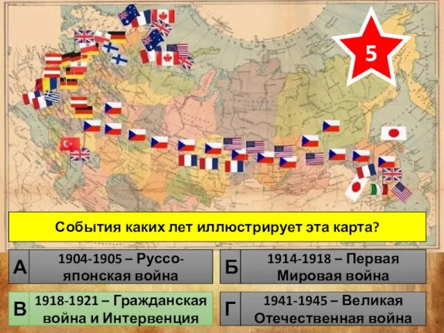 События каких лет иллюстрирует эта карта? 1904-1905 – Руссо-японская война 1914-1918