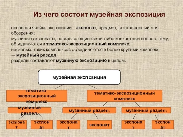 Из чего состоит музейная экспозиция основная ячейка экспозиции – экспонат, предмет,