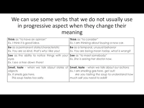 We can use some verbs that we do not usually use