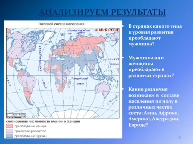 АНАЛИЗИРУЕМ РЕЗУЛЬТАТЫ В странах какого типа и уровня развития преобладают мужчины?