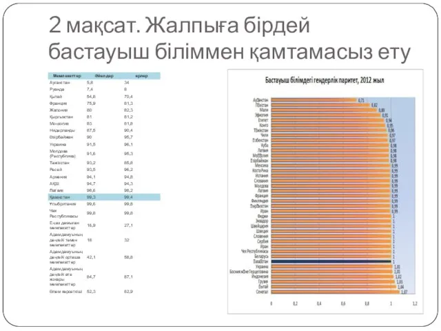 2 мақсат. Жалпыға бірдей бастауыш біліммен қамтамасыз ету