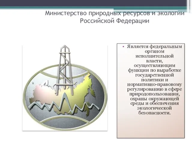 Министерство природных ресурсов и экологии Российской Федерации Является федеральным органом исполнительной