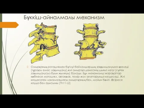 Бүккіш-айналмалы механизм Омырқаның ротациямен бүгілуі байламдардың заққымдалуына әкеледі (тұрақты емес зақымдалу),жиі