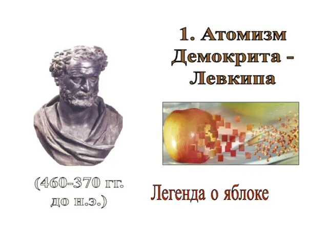 1. Атомизм Демокрита - Левкипа (460-370 гг. до н.э.)