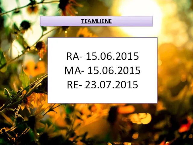 TEAMLIENE RA- 15.06.2015 MA- 15.06.2015 RE- 23.07.2015