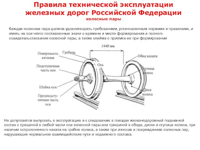 Правила технической эксплуатации железных дорог Российской Федерации колесные пары Каждая колесная