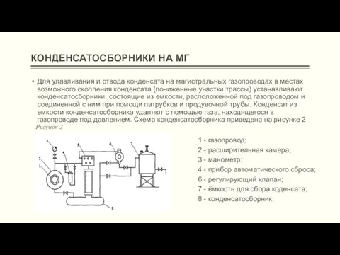 КОНДЕНСАТОСБОРНИКИ НА МГ Для улавливания и отвода конденсата на магистральных газопроводах