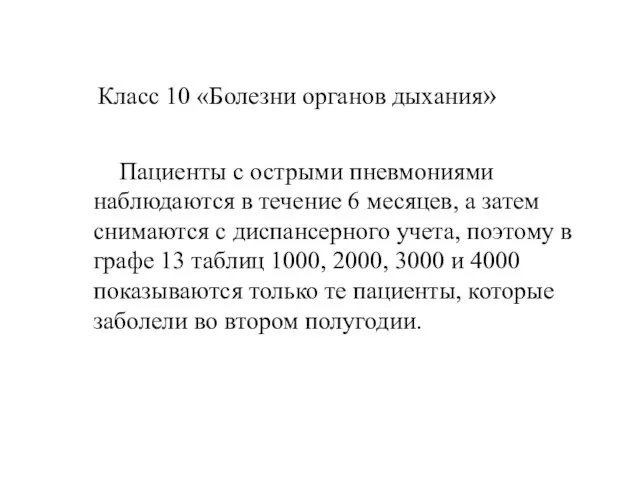 Класс 10 «Болезни органов дыхания» Пациенты с острыми пневмониями наблюдаются в