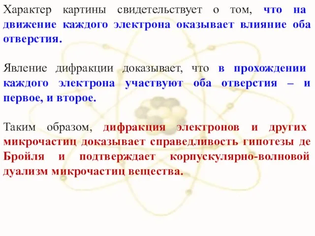 Характер картины свидетельствует о том, что на движение каждого электрона оказывает