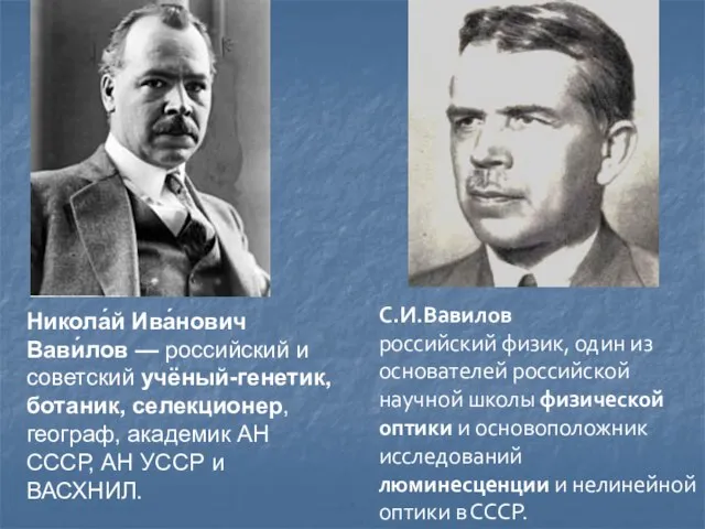 С.И.Вавилов российский физик, один из основателей российской научной школы физической оптики