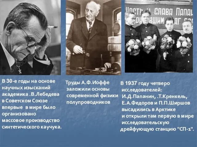 В 30-е годы на основе научных изысканий академика .В.Лебедева в Советском