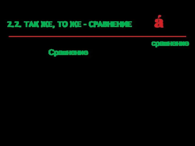 2.2. ТАК ЖЕ, ТО ЖЕ - СРАВНЕНИЕ Функция так же, так