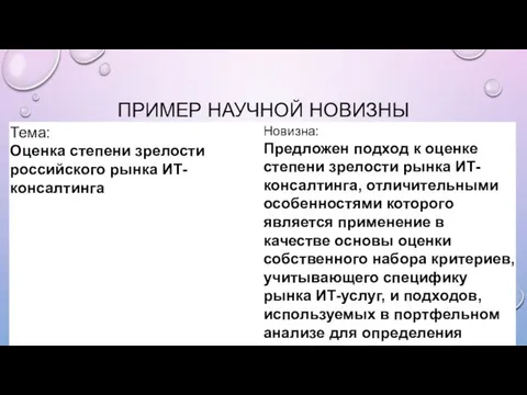 ПРИМЕР НАУЧНОЙ НОВИЗНЫ