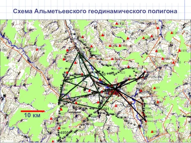 Схема Альметьевского геодинамического полигона 10 км