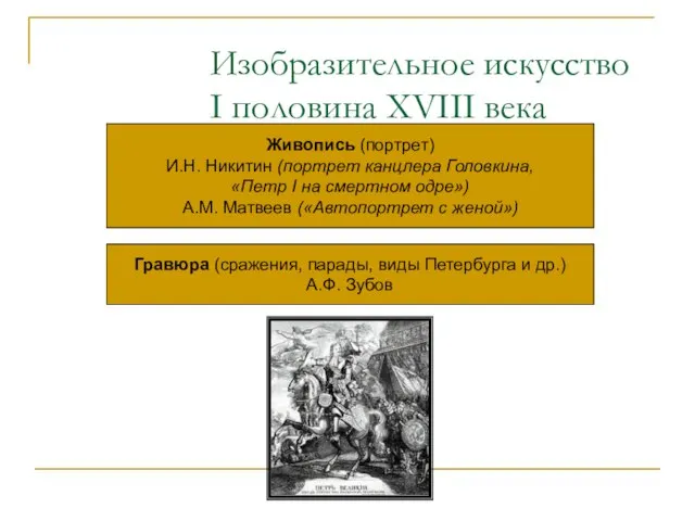 Изобразительное искусство I половина XVIII века Живопись (портрет) И.Н. Никитин (портрет