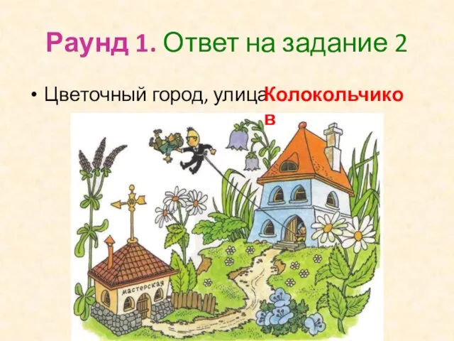 Раунд 1. Ответ на задание 2 Цветочный город, улица Колокольчиков