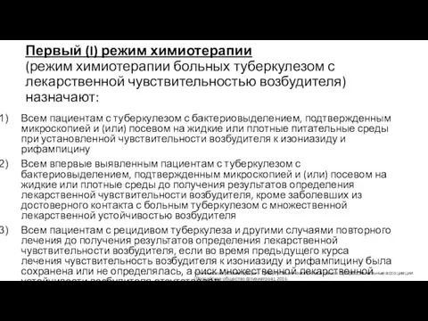 Первый (I) режим химиотерапии (режим химиотерапии больных туберкулезом с лекарственной чувствительностью