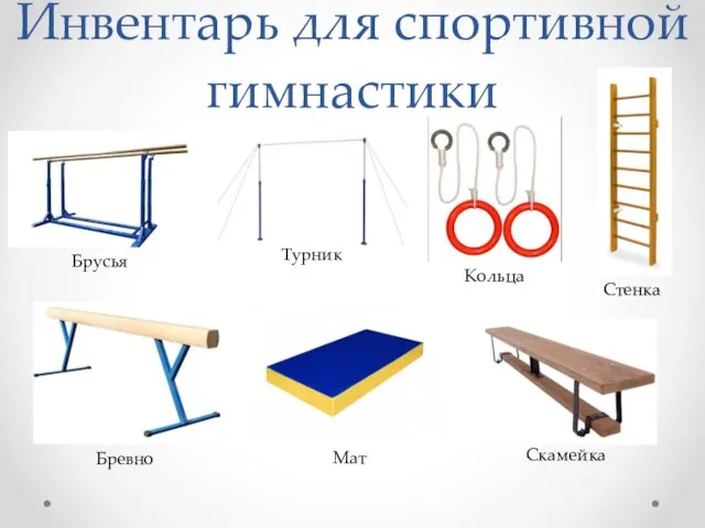 Инвентарь для спортивной гимнастики Брусья Турник Кольца Бревно Мат Скамейка Стенка