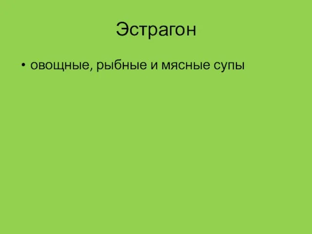 Эстрагон овощные, рыбные и мясные супы