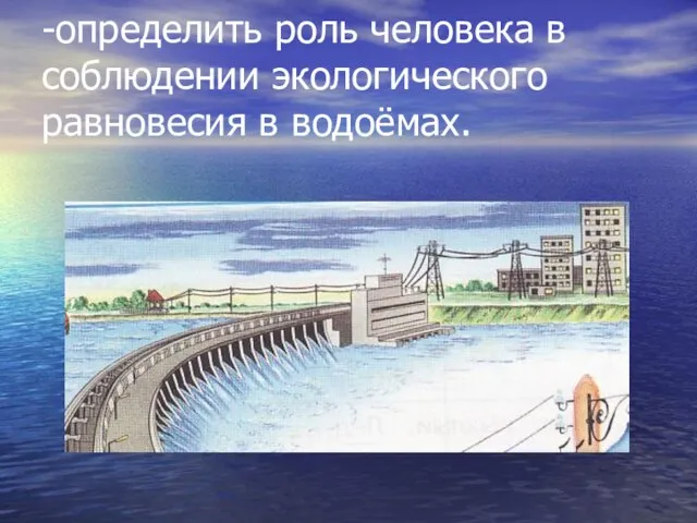 -определить роль человека в соблюдении экологического равновесия в водоёмах.