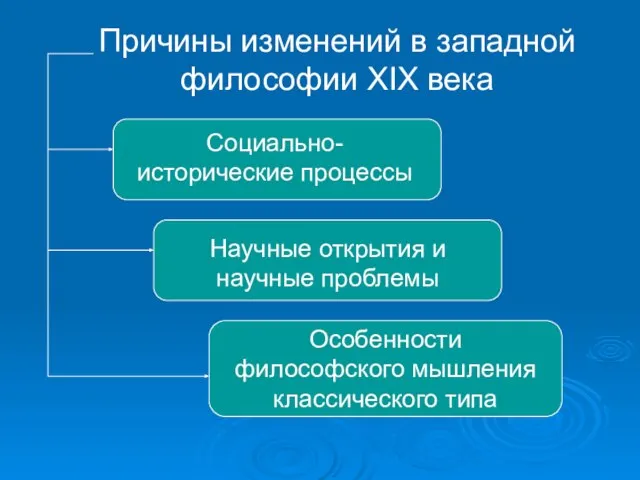 Причины изменений в западной философии XIX века Социально-исторические процессы Научные открытия