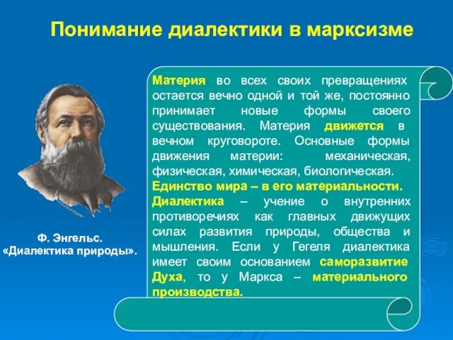 Понимание диалектики в марксизме Ф. Энгельс. «Диалектика природы». Материя во всех