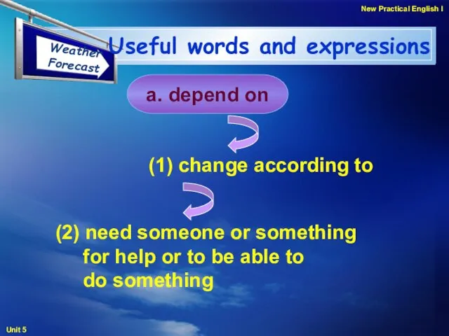 Useful words and expressions (1) change according to (2) need someone