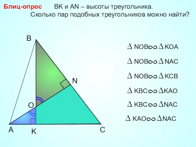 A B N BK и АN – высоты треугольника. Сколько пар