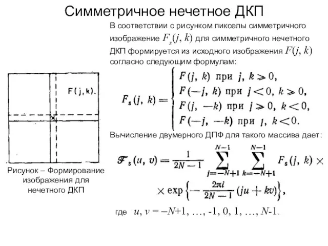 Симметричное нечетное ДКП Рисунок – Формирование изображения для нечетного ДКП В