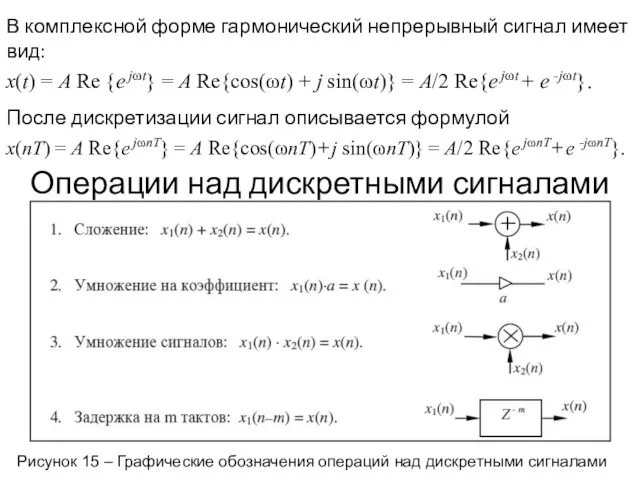 Рисунок 15 – Графические обозначения операций над дискретными сигналами Операции над