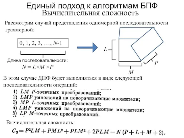 Единый подход к алгоритмам БПФ Вычислительная сложность 0, 1, 2, 3,