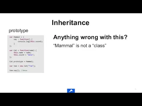 Inheritance prototype Anything wrong with this? “Mammal” is not a “class”