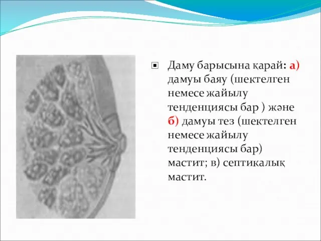 Даму барысына қарай: а) дамуы баяу (шектелген немесе жайылу тенденциясы бар