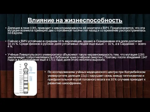 Влияние на жизнеспособность Делеция в гене CCR5, приводит к невосприимчивости её