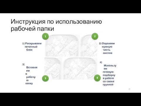 Инструкция по использованию рабочей папки 1) Раскрываем печатный блок 2) Отделяем