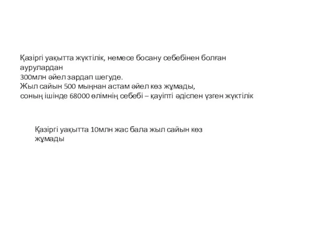 Қазіргі уақытта жүктілік, немесе босану себебінен болған аурулардан 300млн әйел зардап