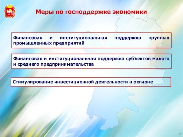 Меры по господдержке экономики Финансовая и институциональная поддержка крупных промышленных предприятий