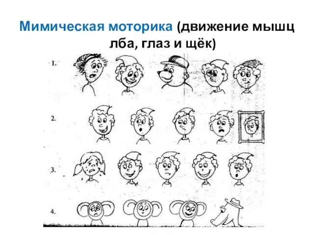 Мимическая моторика (движение мышц лба, глаз и щёк)