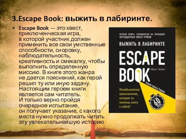 3.Escape Book: выжить в лабиринте. Escape Book — это квест, приключенческая