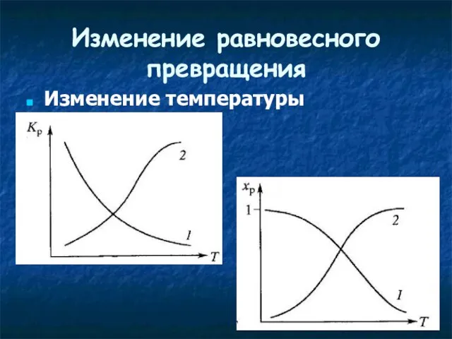 Изменение равновесного превращения Изменение температуры