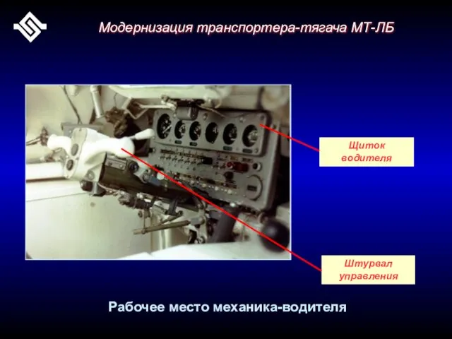 Рабочее место механика-водителя Щиток водителя Штурвал управления Модернизация транспортера-тягача МТ-ЛБ