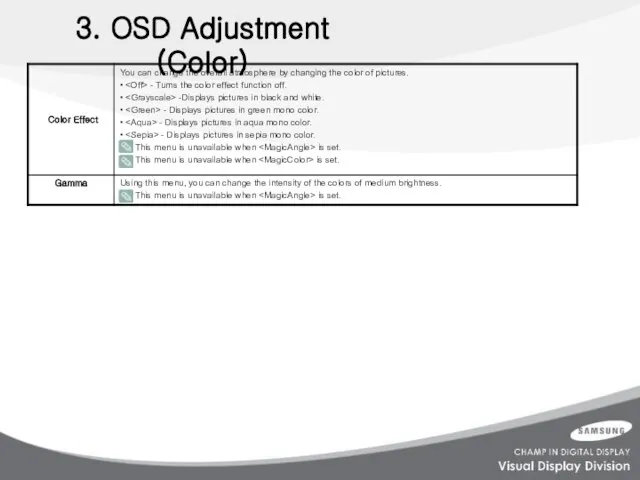 3. OSD Adjustment (Color)