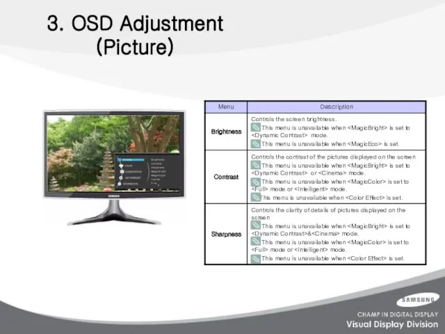 3. OSD Adjustment (Picture)