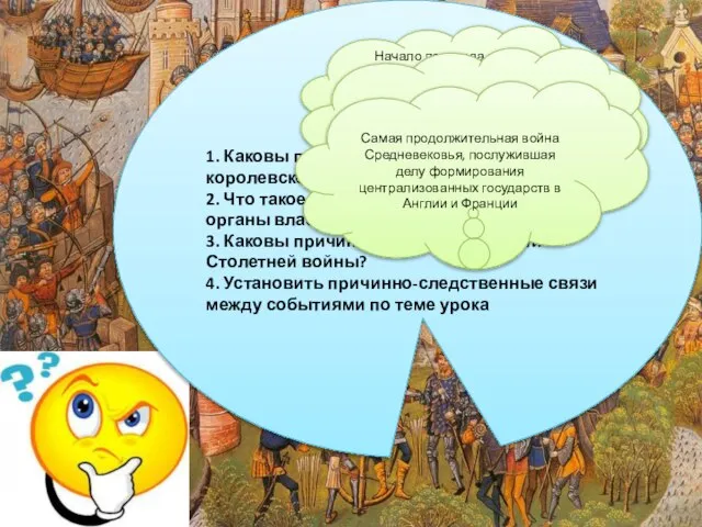 Цели урока: 1. Каковы предпосылки усиления королевской власти? 2. Что такое