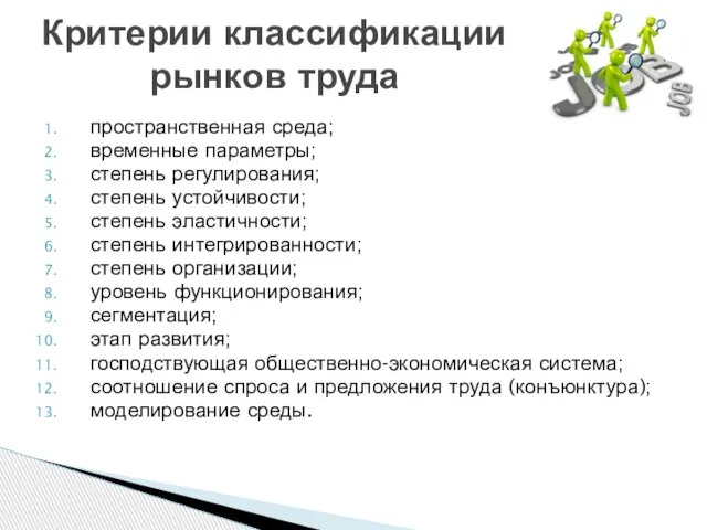 пространственная среда; временные параметры; степень регулирования; степень устойчивости; степень эластичности; степень